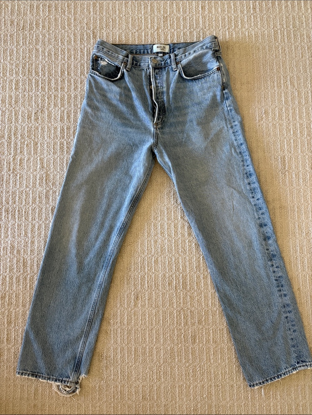 Agolde straight leg button fly ultra high rise jeans